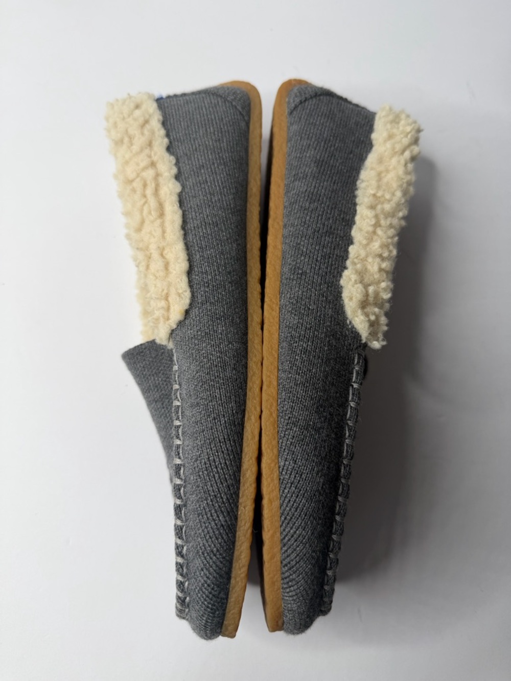 Rothy’s Merino Wool Sherpa Slippers Gray Moccasin House Shoes Size 7 - Picture 4 of 7